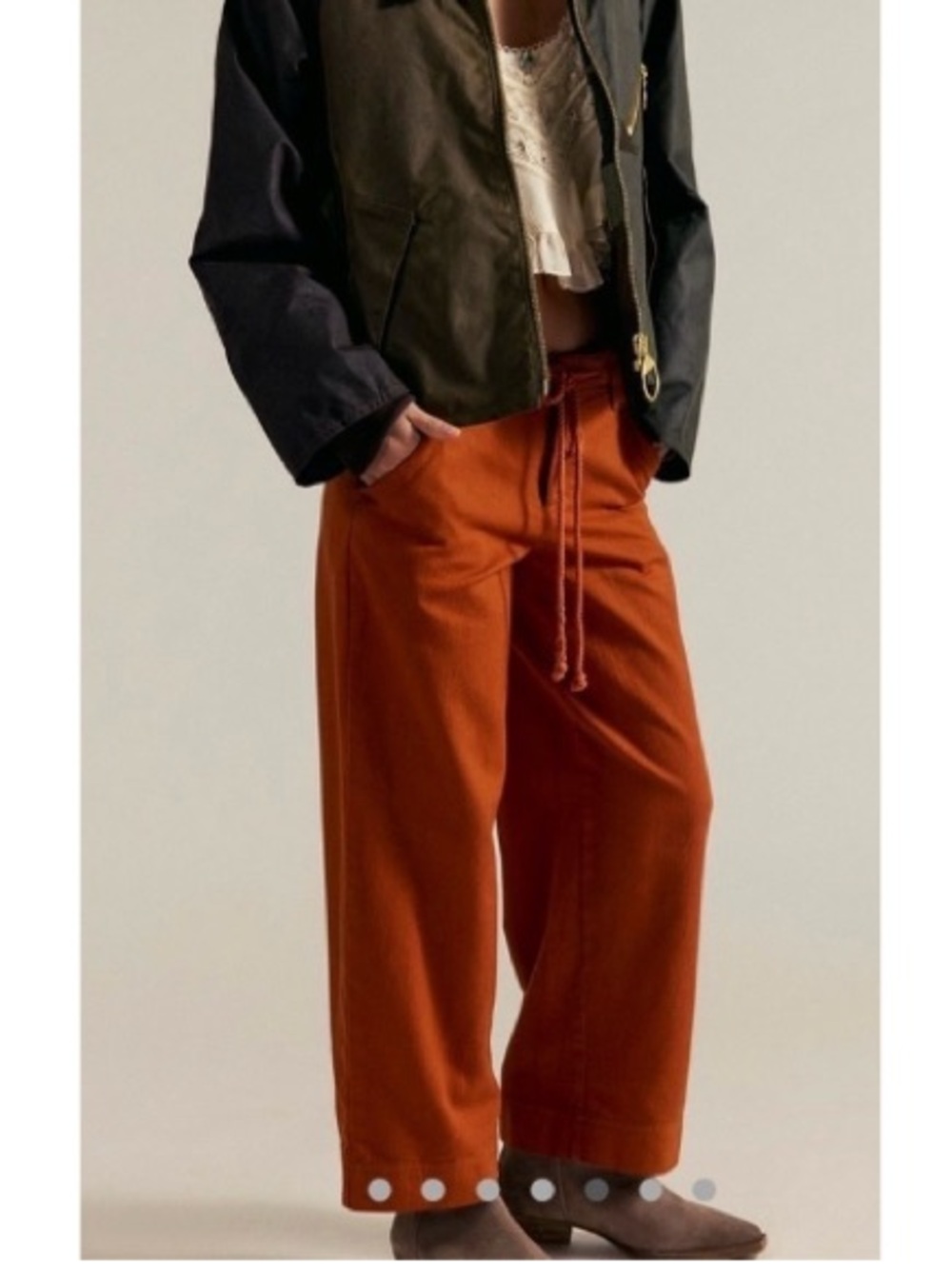 Free People We the Free Bodey Boyfriend Slouchy Corduroy Trouser Pant 0 - Picture 1 of 10